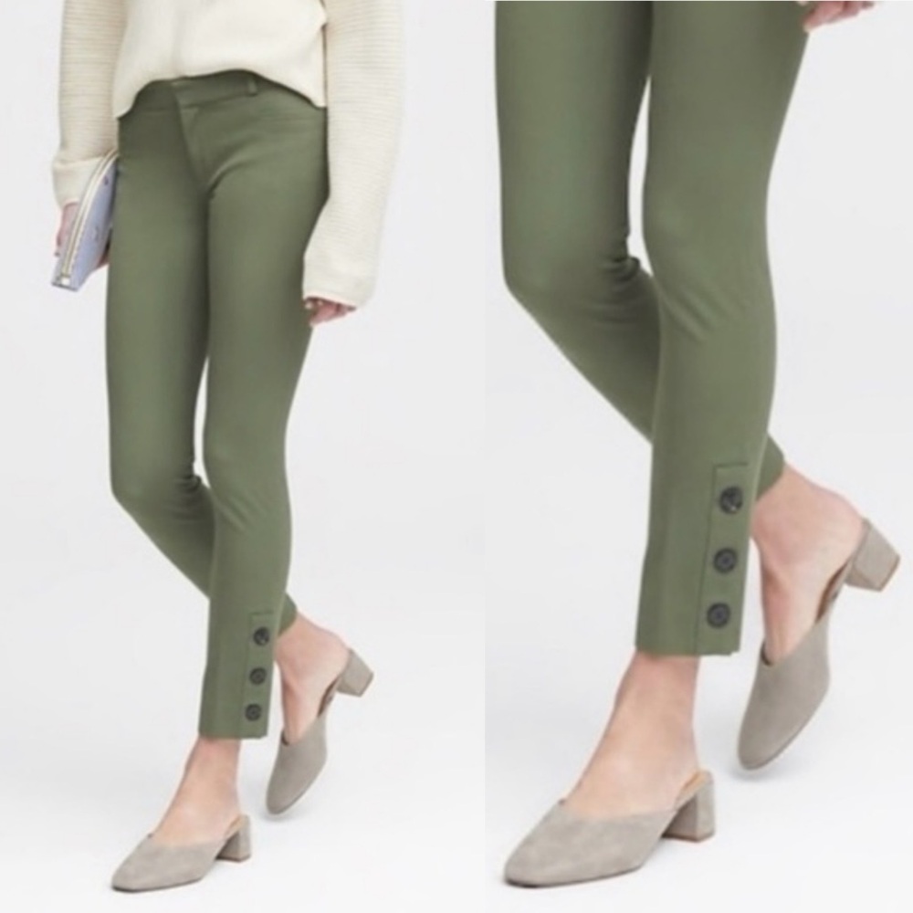 Banana Republic Hunter Green Button Ankle Sloan Fit Pants